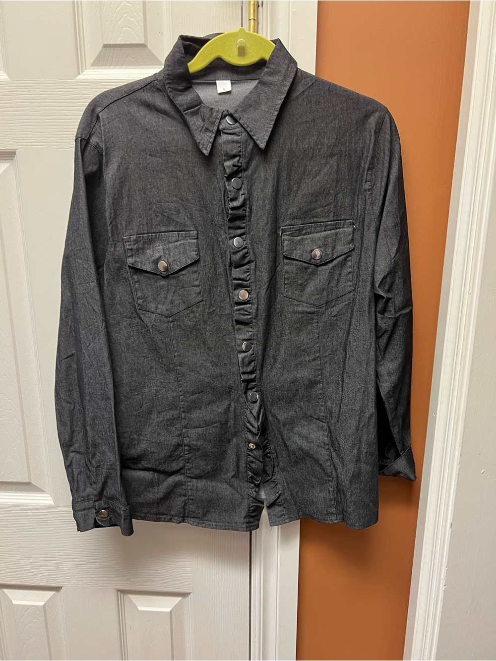 Charcoal Button-Front Collar Shirt
